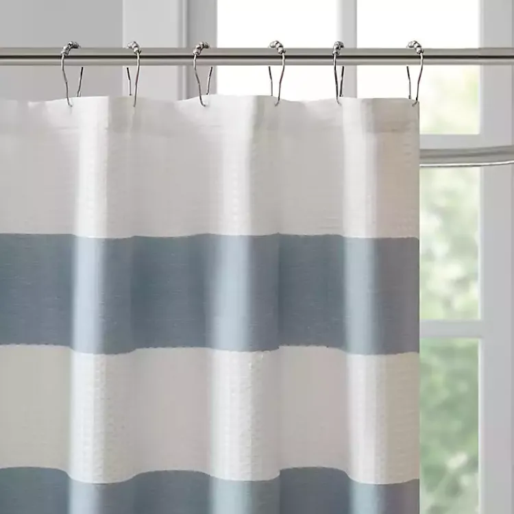 Kirklands Home Light Blue Striped Waffle Shower Curtain Hot