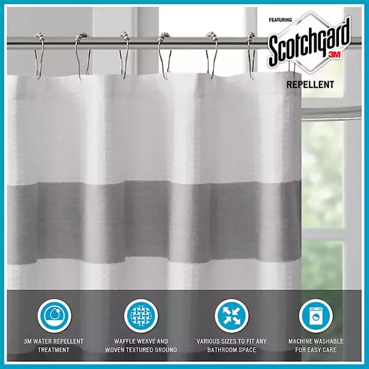 Kirklands Home Light Blue Striped Waffle Shower Curtain Hot