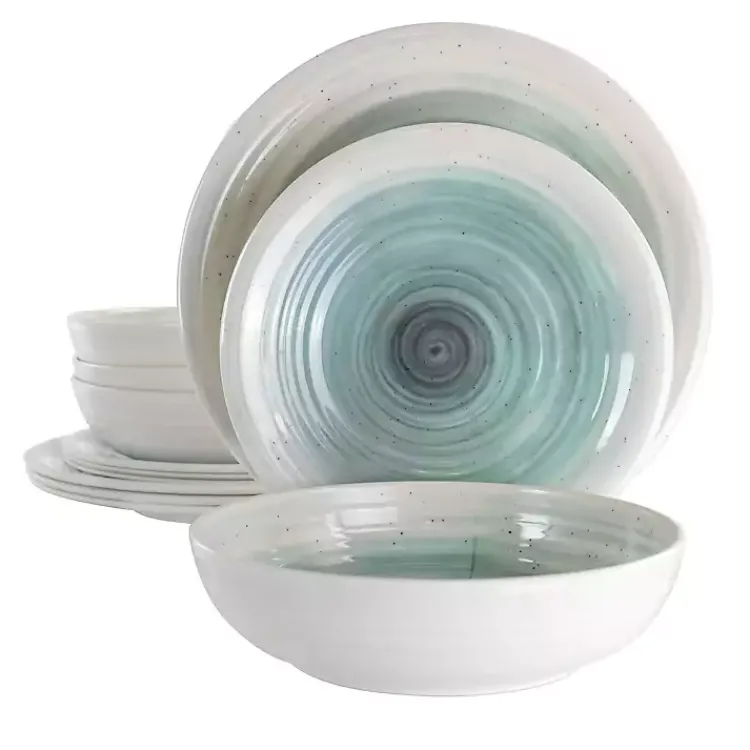 Kirklands Home Light Blue Swirl Melamine 12-pc. Dinnerware Set Clearance