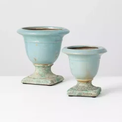 Vases>Kirklands Home Light Terracotta Urn Vases, Set of 2 Blue
