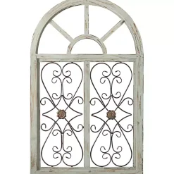 Kirklands Home Light Blue Wood Arched Window Wall Plaque Discount