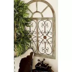 Kirklands Home Light Blue Wood Arched Window Wall Plaque Discount