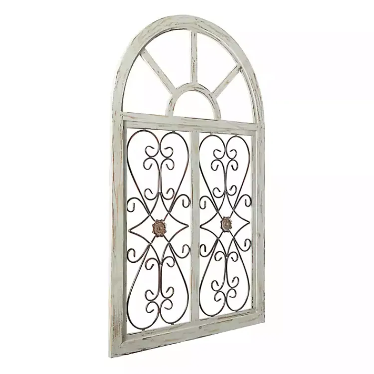 Kirklands Home Light Blue Wood Arched Window Wall Plaque Discount