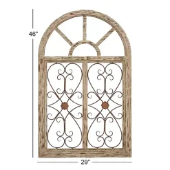 Kirklands Home Light Blue Wood Arched Window Wall Plaque Discount