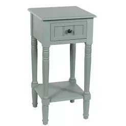 Kirklands Home Light Wood Square Hampton Accent Table Blue Hot