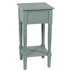 Kirklands Home Light Wood Square Hampton Accent Table Blue Hot