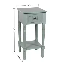 Kirklands Home Light Wood Square Hampton Accent Table Blue Hot