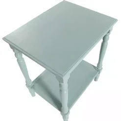 Kirklands Home Light Wood Sybil Accent Table Blue