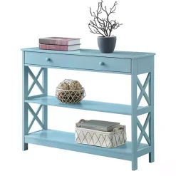 Kirklands Home Light X-Frame 2-Shelf Console Table Blue Hot