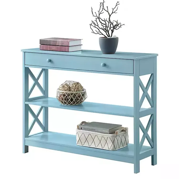 Kirklands Home Light X-Frame 2-Shelf Console Table Blue Hot