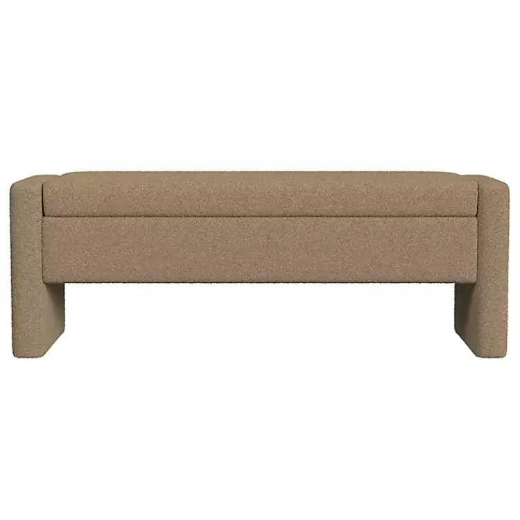 Kirklands Home Light Boucle Modern Storage Bench Brown Best