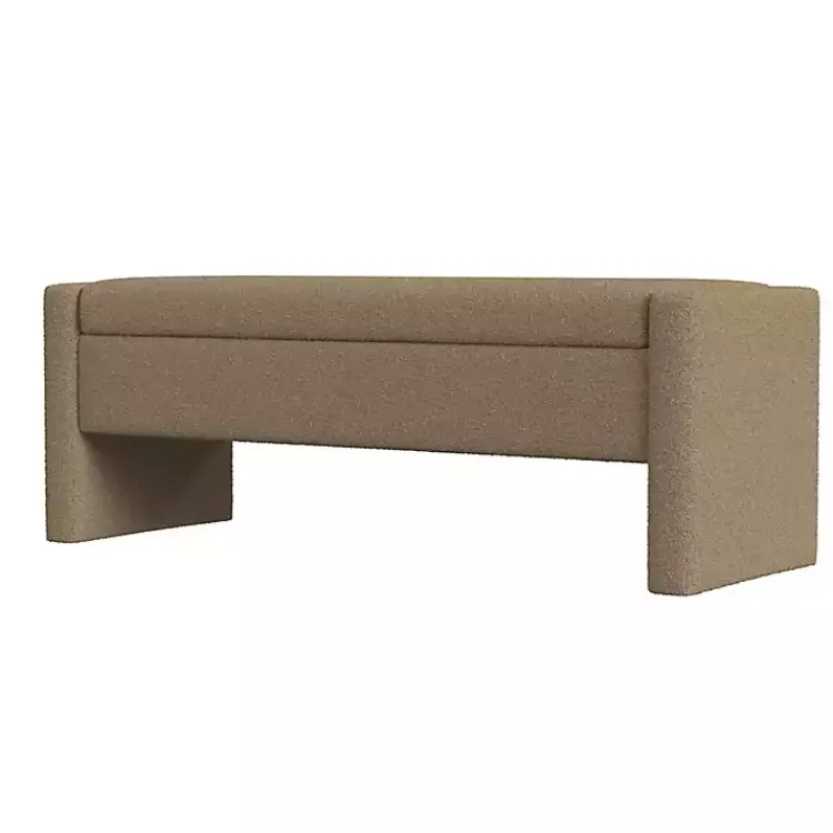 Kirklands Home Light Boucle Modern Storage Bench Brown Best
