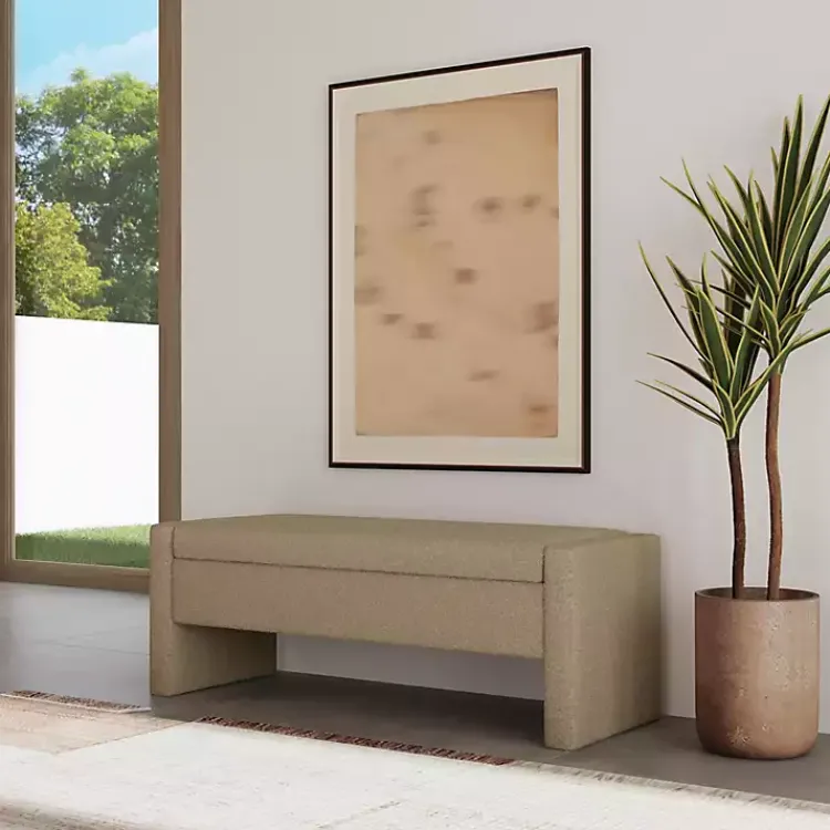 Kirklands Home Light Boucle Modern Storage Bench Brown Best