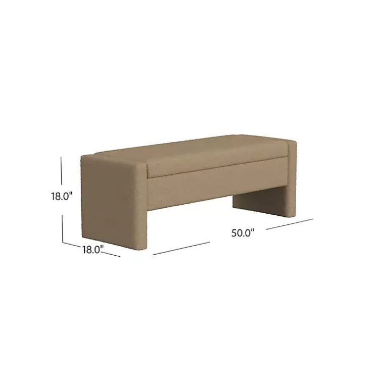 Kirklands Home Light Boucle Modern Storage Bench Brown Best