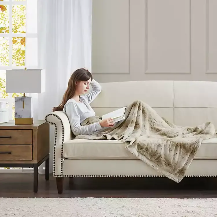 Blankets & Throws>Kirklands Home Light Faux Fur Oversized Throw Blanket Brown