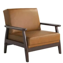 Kirklands Home Light Faux Leather Ambon Accent Chair Brown Sale