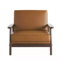 Kirklands Home Light Faux Leather Ambon Accent Chair Brown Sale