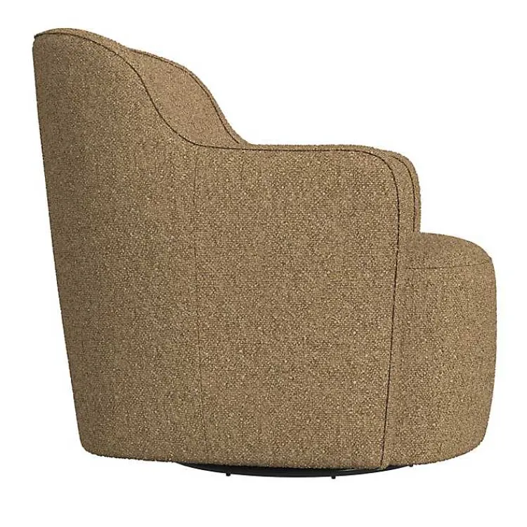 Kirklands Home Light Swivel Barrel Accent Chair Brown New