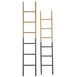 Decorative Accents>Kirklands Home Light Brown Wood and Black Metal Ladders, Set of 2