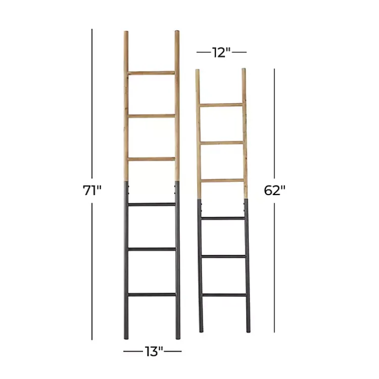 Decorative Accents>Kirklands Home Light Brown Wood and Black Metal Ladders, Set of 2