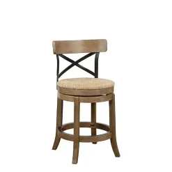 Kirklands Home Light Wood and Seagrass Swivel Counter Stool Brown Hot