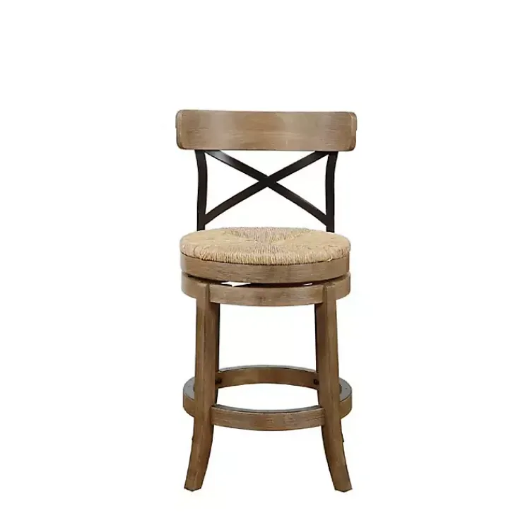 Kirklands Home Light Wood and Seagrass Swivel Counter Stool Brown Hot