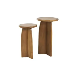Kirklands Home Light Wood Modern Accent Tables, Set of 2 Brown Sale