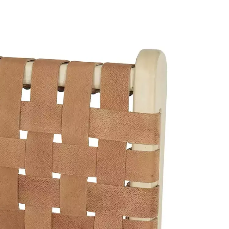 Kirklands Home Light Brown Woven Leather Wooden Counter Stool Tan