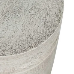 Kirklands Home Light Cream Wood Cylinder Accent Table White Hot