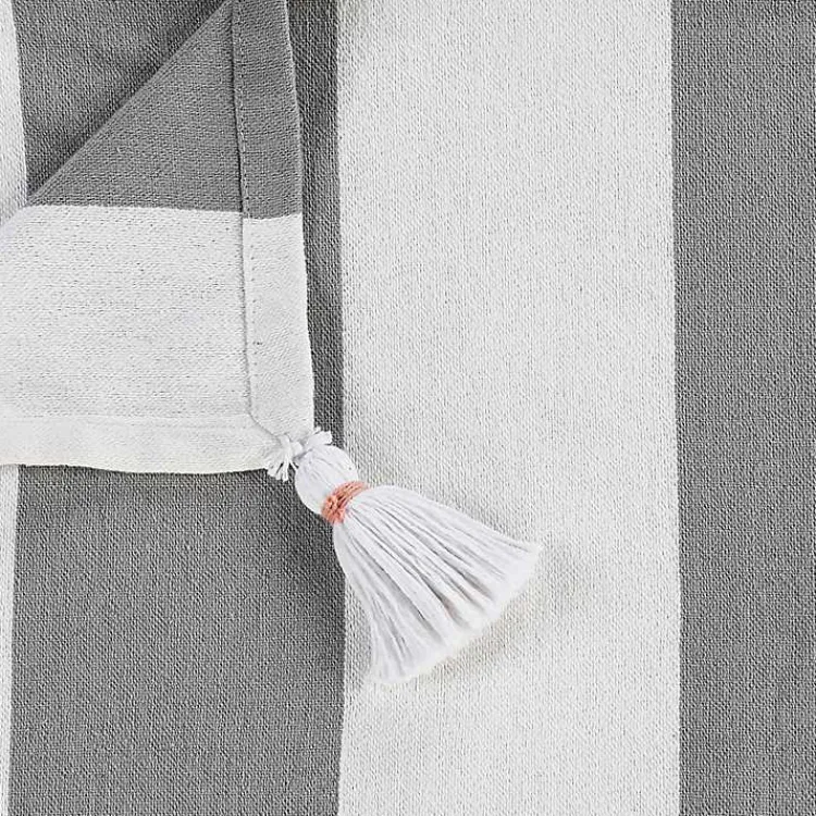 Blankets & Throws>Kirklands Home Light Gray Cabana Stripe Tassel Throw