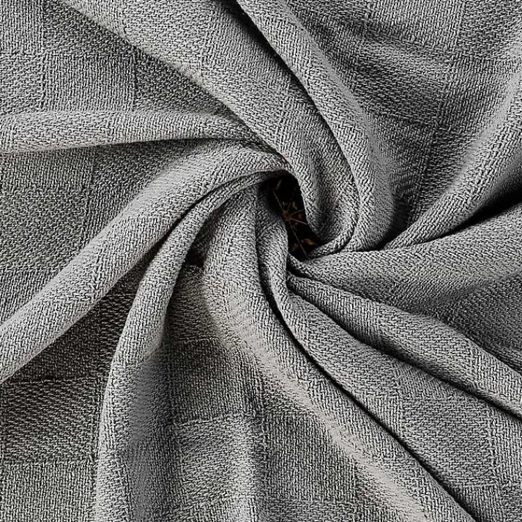 Blankets & Throws>Kirklands Home Light Checkered Weave Fringe Throw Gray