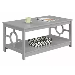 Kirklands Home Light Circle Cut-Out Sides Coffee Table Gray