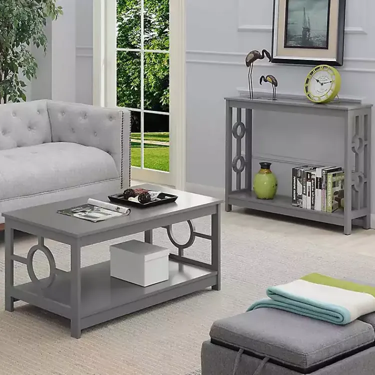 Kirklands Home Light Circle Cut-Out Sides Coffee Table Gray