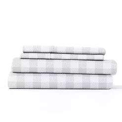 Kirklands Home Light Gray Country Plaid 4-pc. King Bed Sheet Set Discount