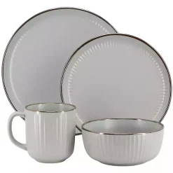 Kirklands Home Light Leo Stoneware 16-pc. Dinnerware Set Gray Clearance