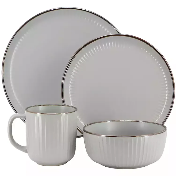 Kirklands Home Light Leo Stoneware 16-pc. Dinnerware Set Gray Clearance