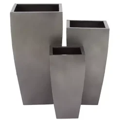 Kirklands Home Light Metal Round Tapered Planters, Set of 3 Gray Sale