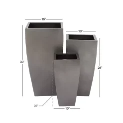 Kirklands Home Light Metal Round Tapered Planters, Set of 3 Gray Sale