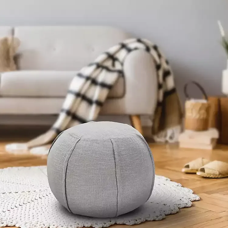 Poufs & Floor Cushions>Kirklands Home Light Patchwork Cotton Pouf Gray