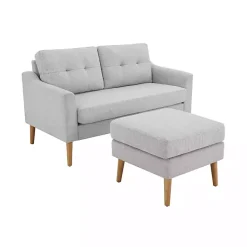 Kirklands Home Light 2-pc. Loveseat & Ottoman Set Gray New