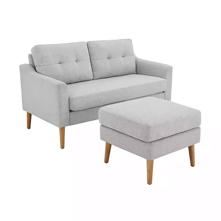 Kirklands Home Light 2-pc. Loveseat & Ottoman Set Gray New