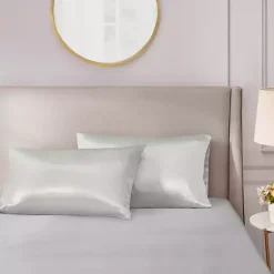 Kirklands Home Light Satin King 2-pc. Pillow Case Set Gray New