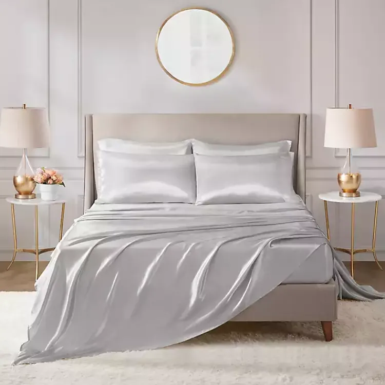 Kirklands Home Light Satin 6-pc. Queen Sheet Set Gray Sale