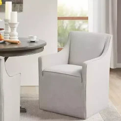 Kirklands Home Light Slipcover Dining Chair with Casters Gray Best