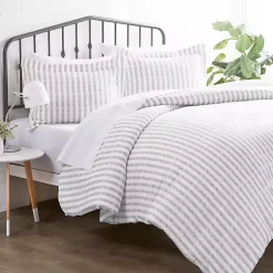 Kirklands Home Light Gray Stripes 3-pc. King Duvet Cover Set Discount