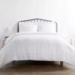 Kirklands Home Light Gray Stripes 3-pc. Twin Duvet Cover Set New