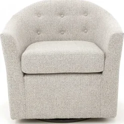 Kirklands Home Light Tufted Swivel Barrel Accent Chair Gray Sale