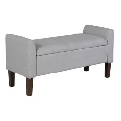 Kirklands Home Light Upholstered Blaire Storage Bench Gray