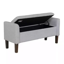 Kirklands Home Light Upholstered Blaire Storage Bench Gray