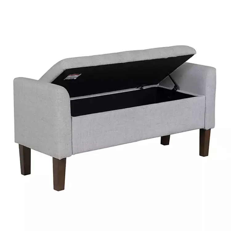 Kirklands Home Light Upholstered Blaire Storage Bench Gray